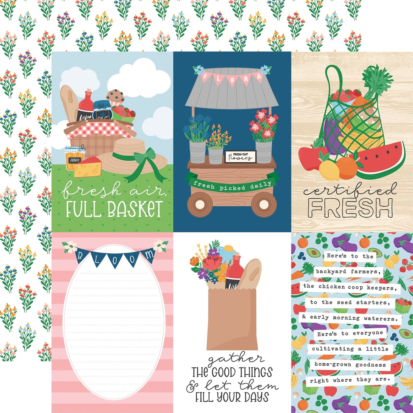 Echo Park Freshly Picked Cardstock 12"X12"-Select Style