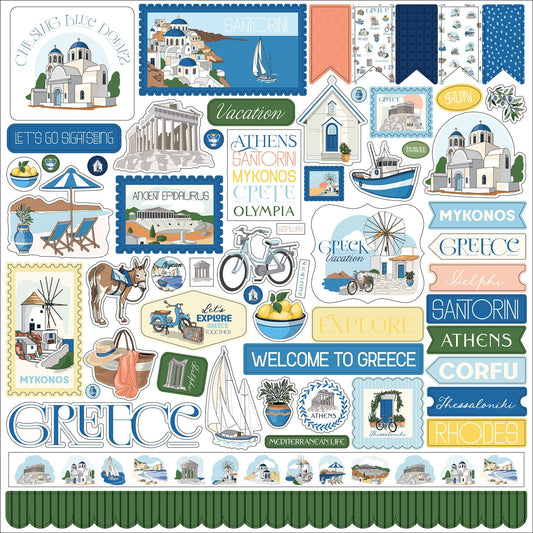 Carta Bella Elements Cardstock Stickers 12"X12"-Greece