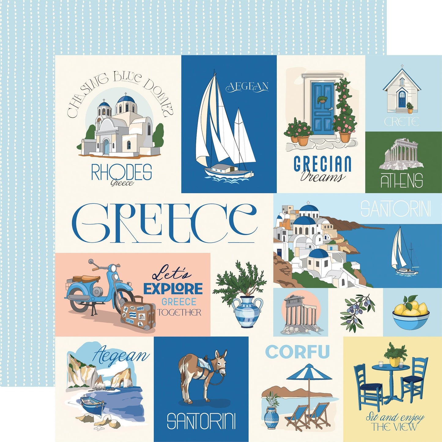 Carta Bella Greece Double-Sided Cardstock 12"X12"-Select Style