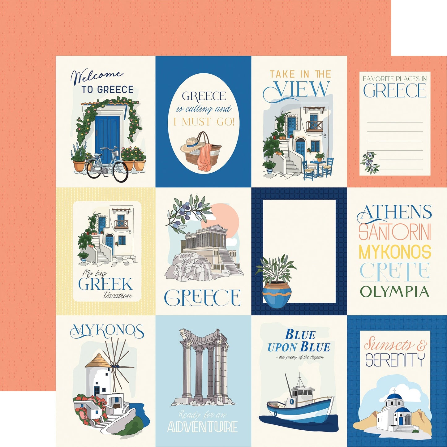 Carta Bella Greece Double-Sided Cardstock 12"X12"-Select Style