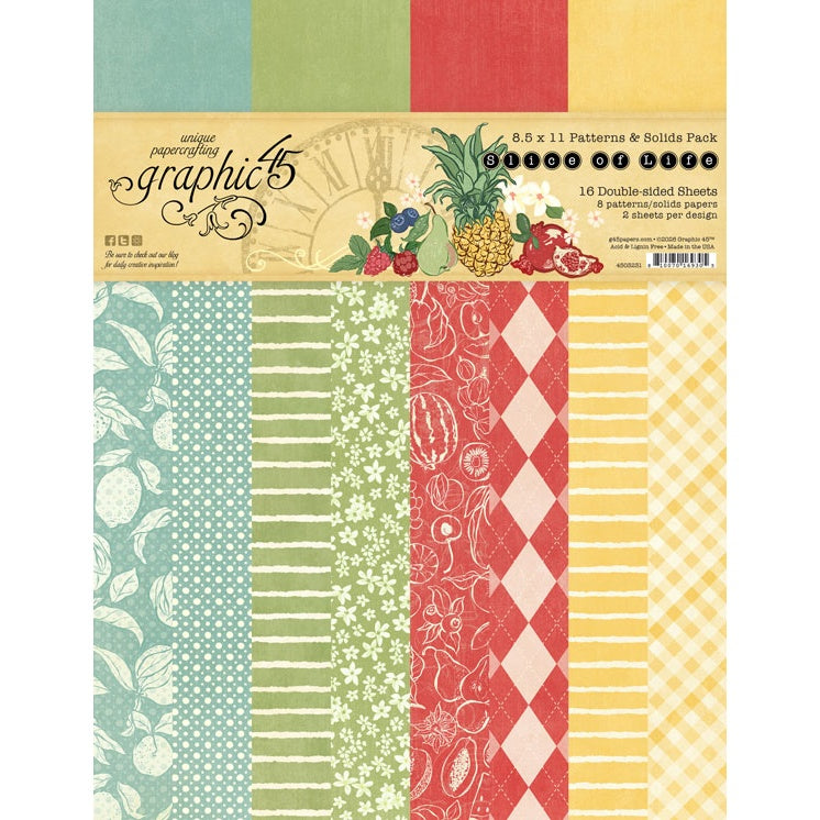 Graphic 45 Patterns & Solids Collection Pack 8.5"X11"-Slice of Life