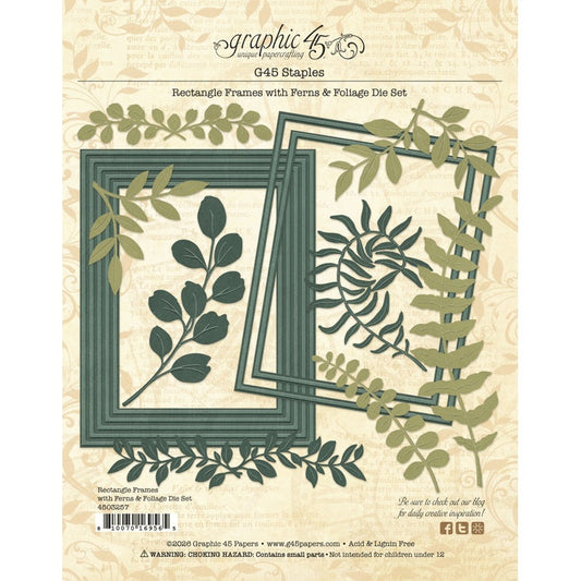Graphic 45 Die Set-Rectangle Frames with Ferns & Foliage