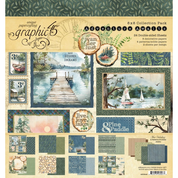 Graphic 45 Collection Pack 8"X8"-Adventure Awaits