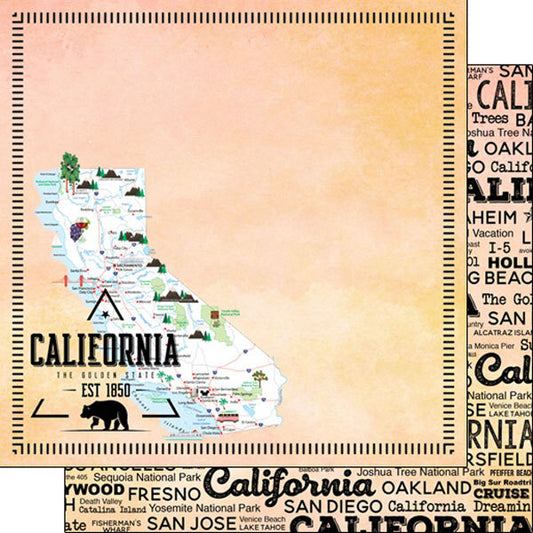 California Postage Map 12 x 12 paper