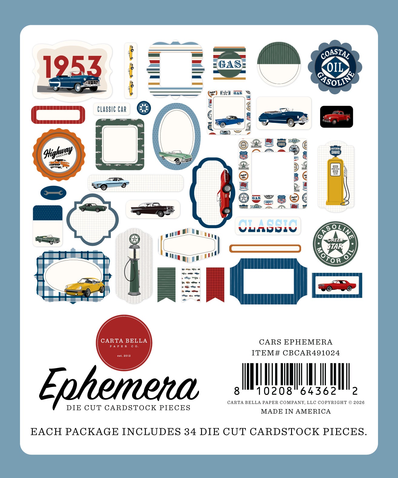 Carta Bella Ephemera-Cars