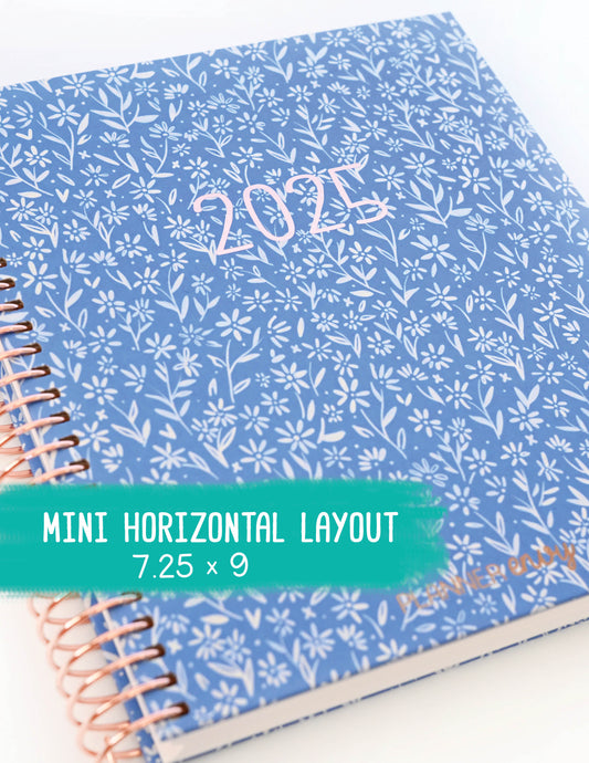 2025 Planner - Mini Horizontal Layout, Spiral Bound - "Amalfi Floral" (#406)