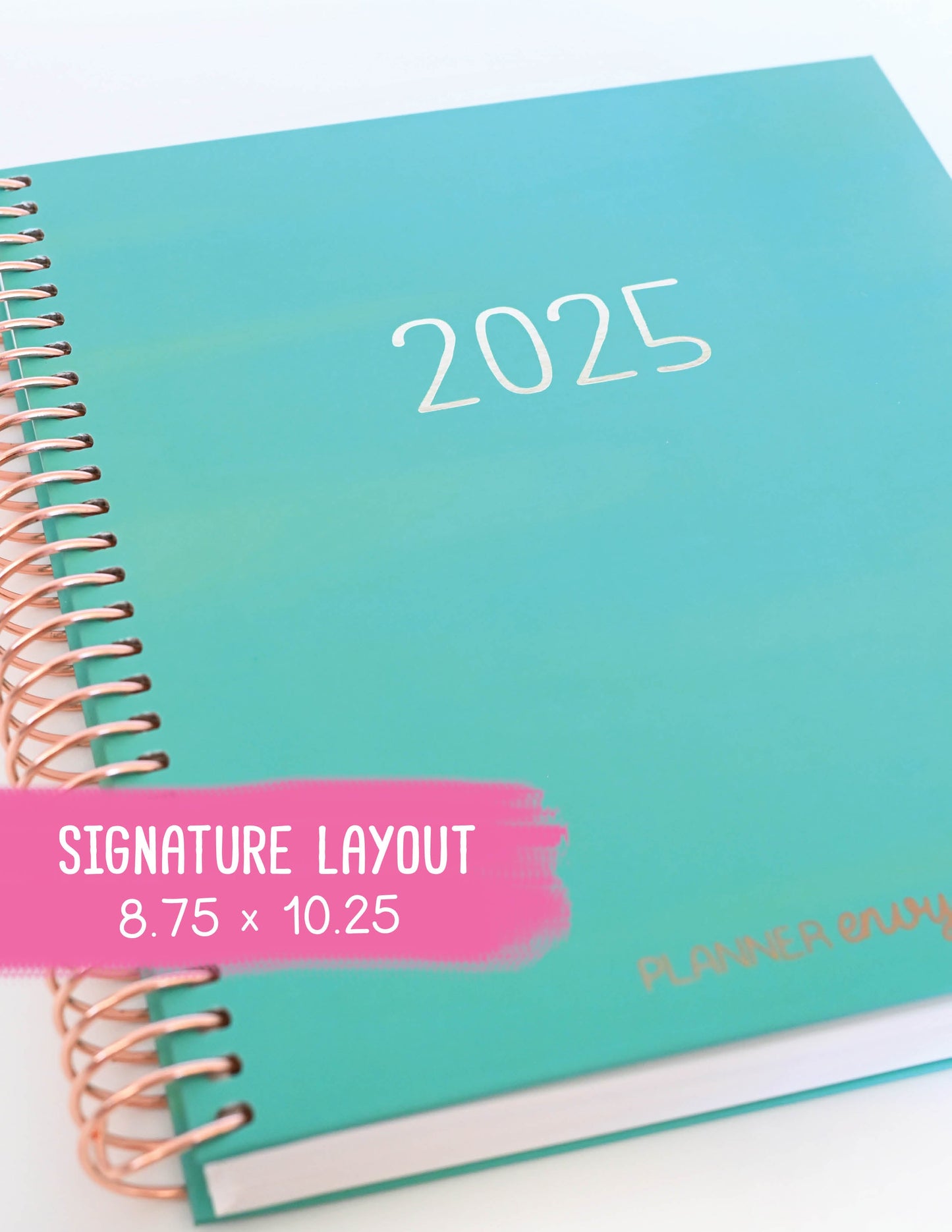 2025 Planner - Signature Layout, Spiral Bound - "Teal Strokes" (#202)