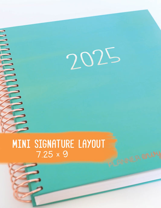 2025 Planner - Mini Signature Layout, Spiral Bound - "Teal Strokes" (#502)