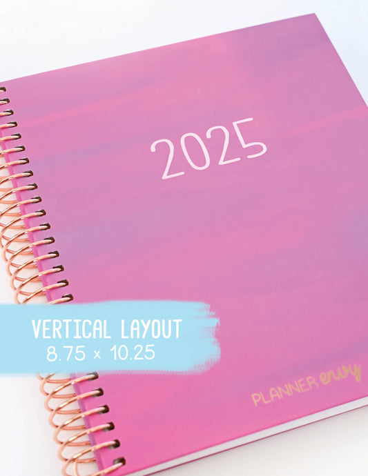 2025 Planner - Vertical Layout, Spiral Bound - "Fuchsia Strokes" (#304)