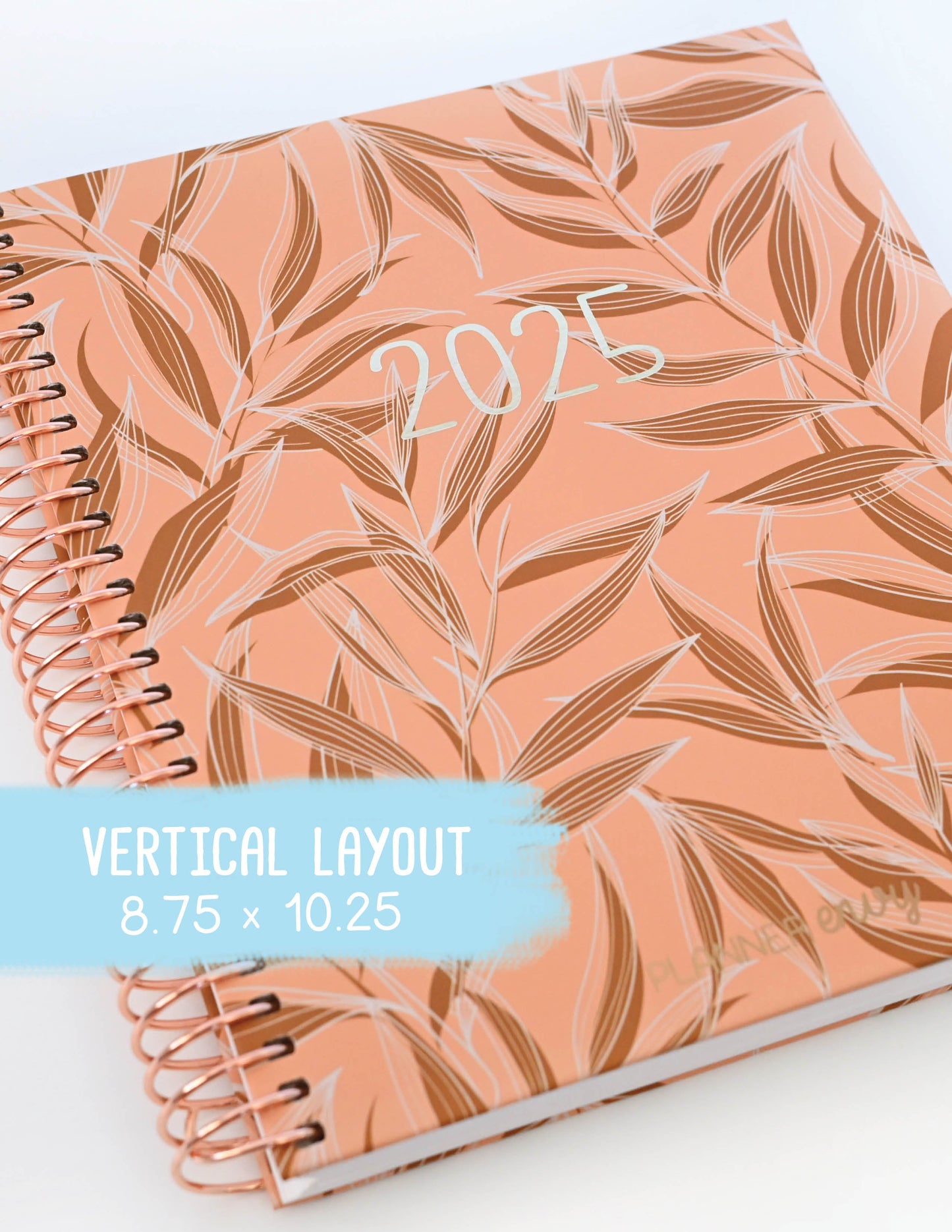 2025 Planner - Vertical Layout, Spiral Bound - "Golden Leaves" (#307)