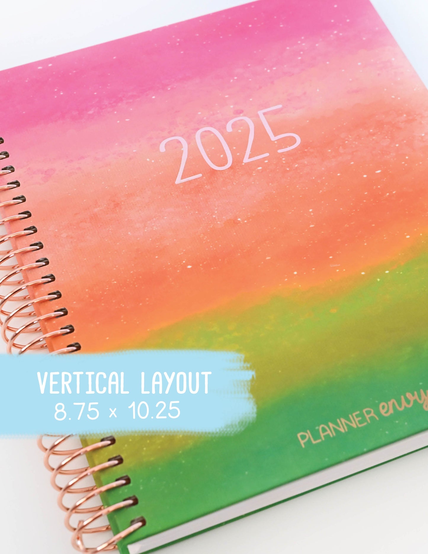 2025 Planner - Vertical Layout, Spiral Bound - "Rainbow Glitz" (#301)
