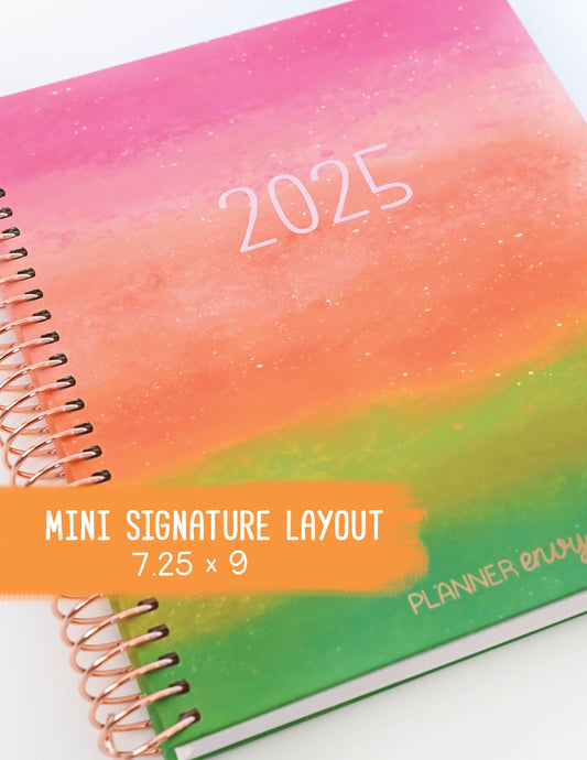 2025 Planner - Mini Signature Layout, Spiral Bound - "Rainbow Glitz" (#501)
