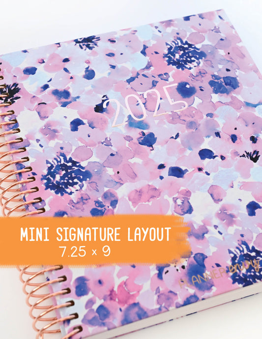 2025 Planner - Mini Signature Layout, Spiral Bound - "Purple Hydrangea" (#512)