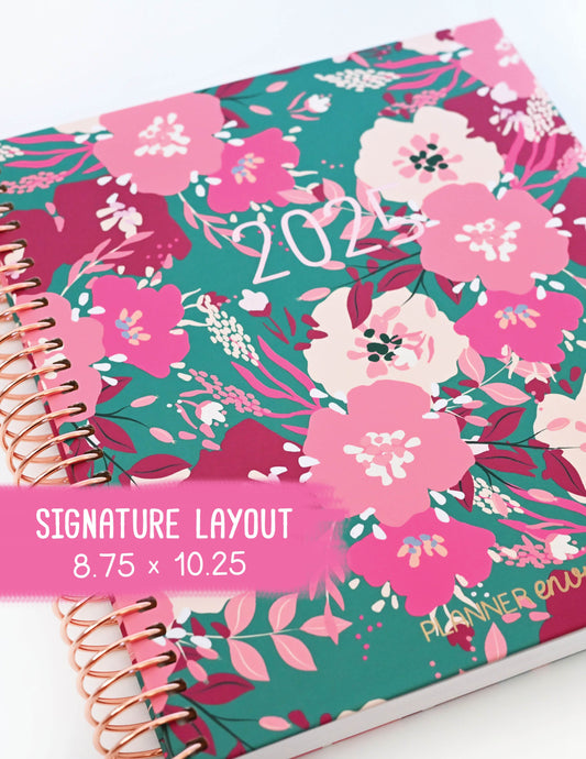 2025 Planner - Signature Layout, Spiral Bound - "Teal & Pink Floral" (#205)