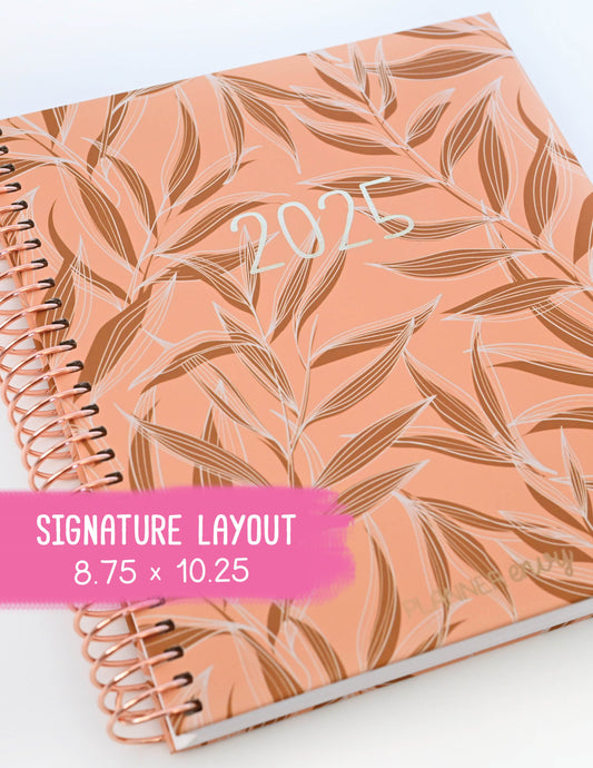 2025 Planner - Signature Layout, Spiral Bound - "Golden Leaves" (#207)