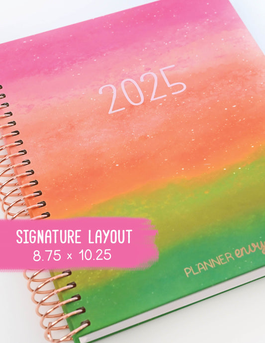 2025 Planner - Signature Layout, Spiral Bound - "Rainbow Glitz" (#201)