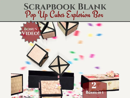 CrafTreat Scrapbook Blanks - Pop Up Cubes Explosion Box - Black Color