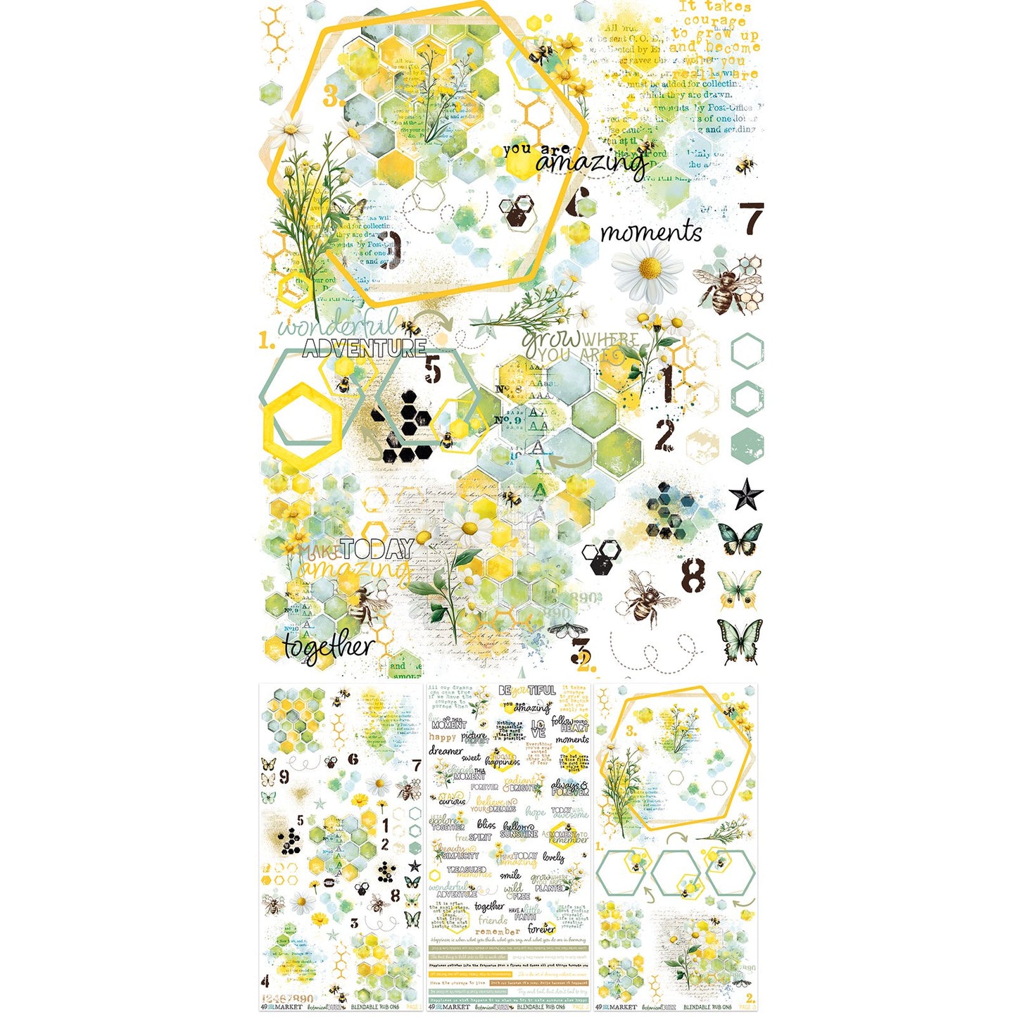 49 And Market Rub-On Transfer Set 6"X12"-Botanical Buzz