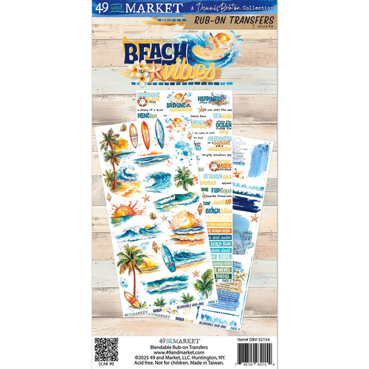 49 And Market Rub-On Transfer Set 6"X12"-Beach Vibes