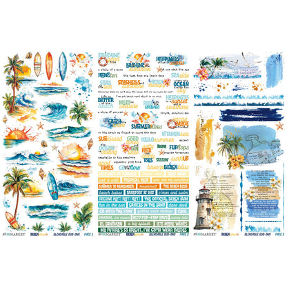 49 And Market Rub-On Transfer Set 6"X12"-Beach Vibes