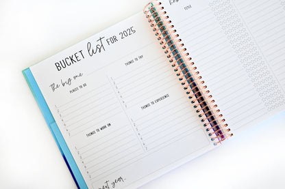 2025 Planner - Horizontal Layout, Spiral Bound - "Butterfly Doodles" (#109)