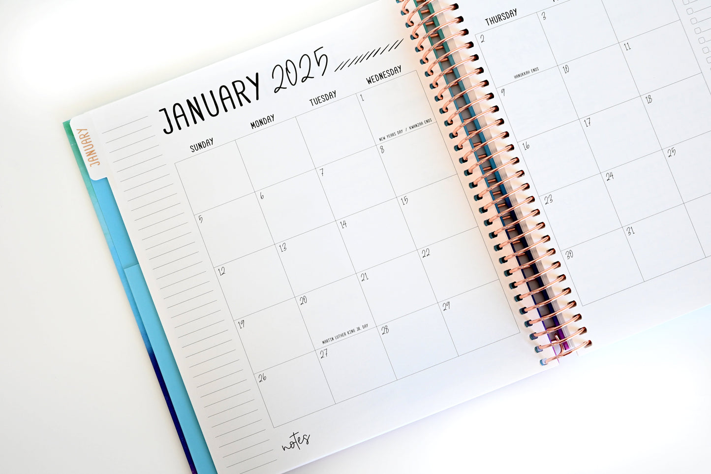 2025 Planner - Signature Layout, Spiral Bound - "Teal Strokes" (#202)
