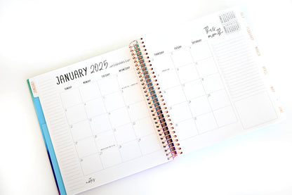 2025 Planner - Horizontal Layout, Spiral Bound - "Rainbow Glitz" (#101)