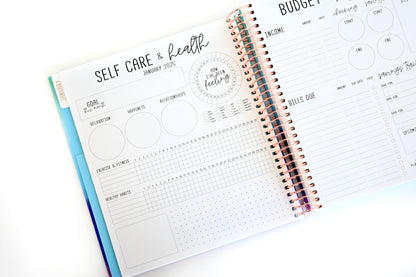 2025 Planner - Signature Layout, Spiral Bound - "Teal Strokes" (#202)