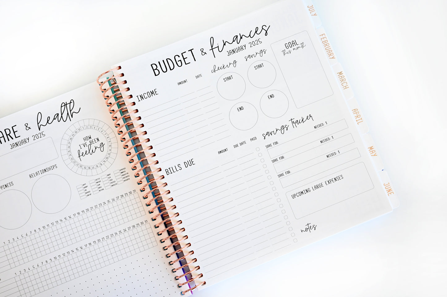 2025 Planner - Horizontal Layout, Spiral Bound - "Butterfly Doodles" (#109)