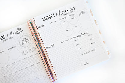 2025 Planner - Horizontal Layout, Spiral Bound - "Butterfly Doodles" (#109)