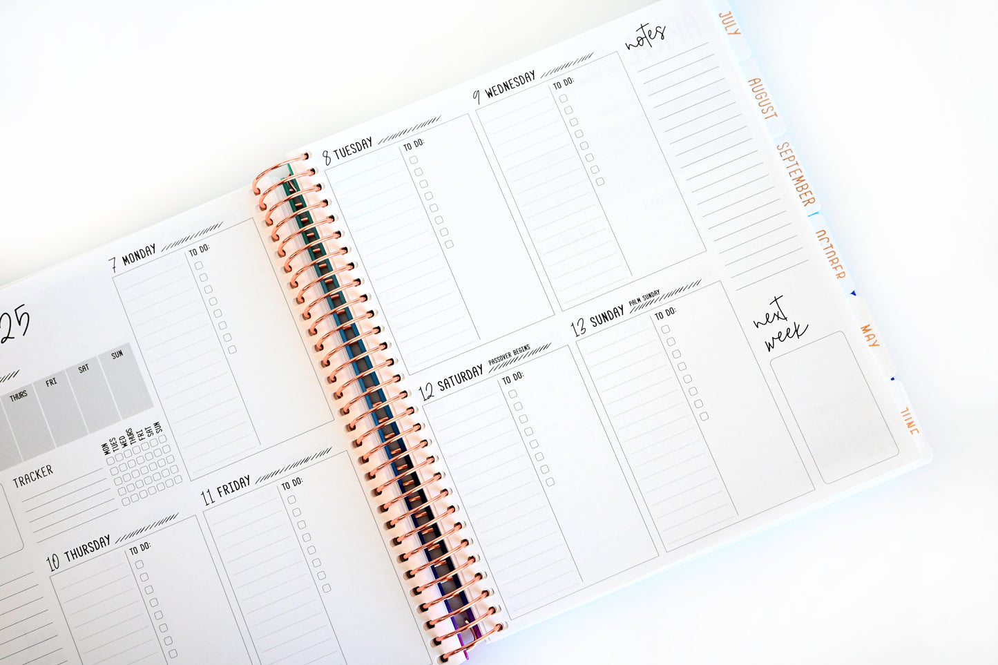 2025 Planner - Signature Layout, Spiral Bound - "Rainbow Glitz" (#201)