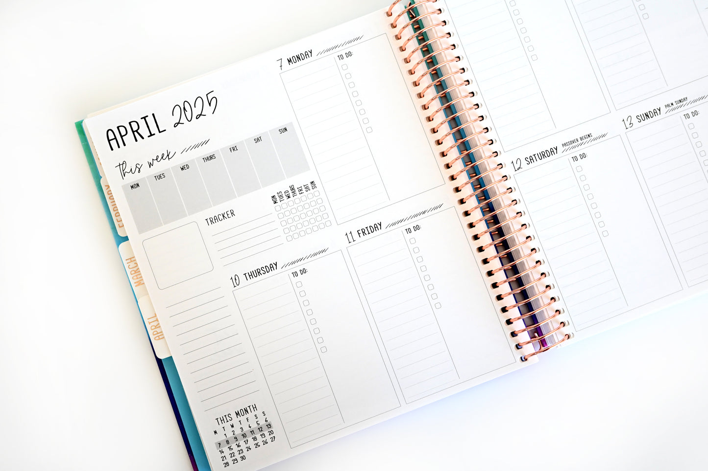 2025 Planner - Signature Layout, Spiral Bound - "Teal Strokes" (#202)