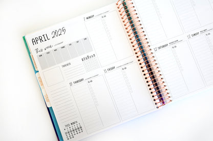 2025 Planner - Signature Layout, Spiral Bound - "Teal Strokes" (#202)