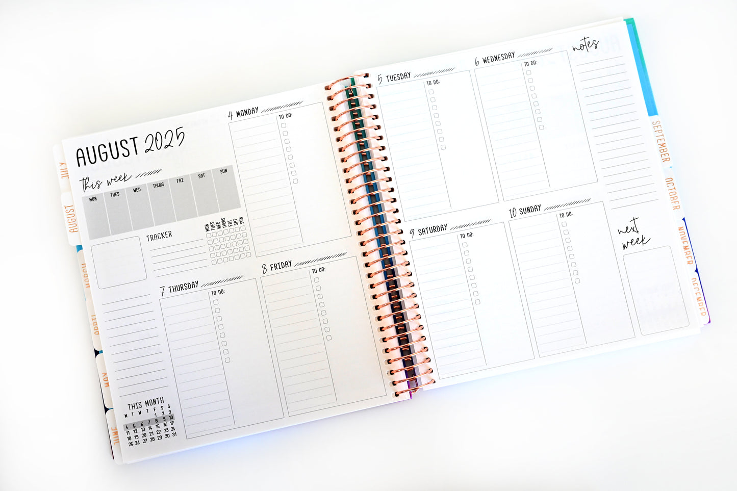 2025 Planner - Signature Layout, Spiral Bound - "Rainbow Glitz" (#201)