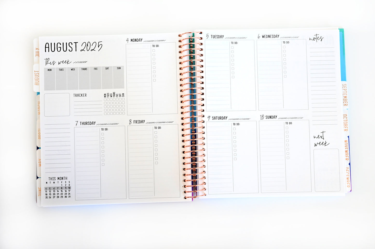 2025 Planner - Signature Layout, Spiral Bound - "Teal Strokes" (#202)