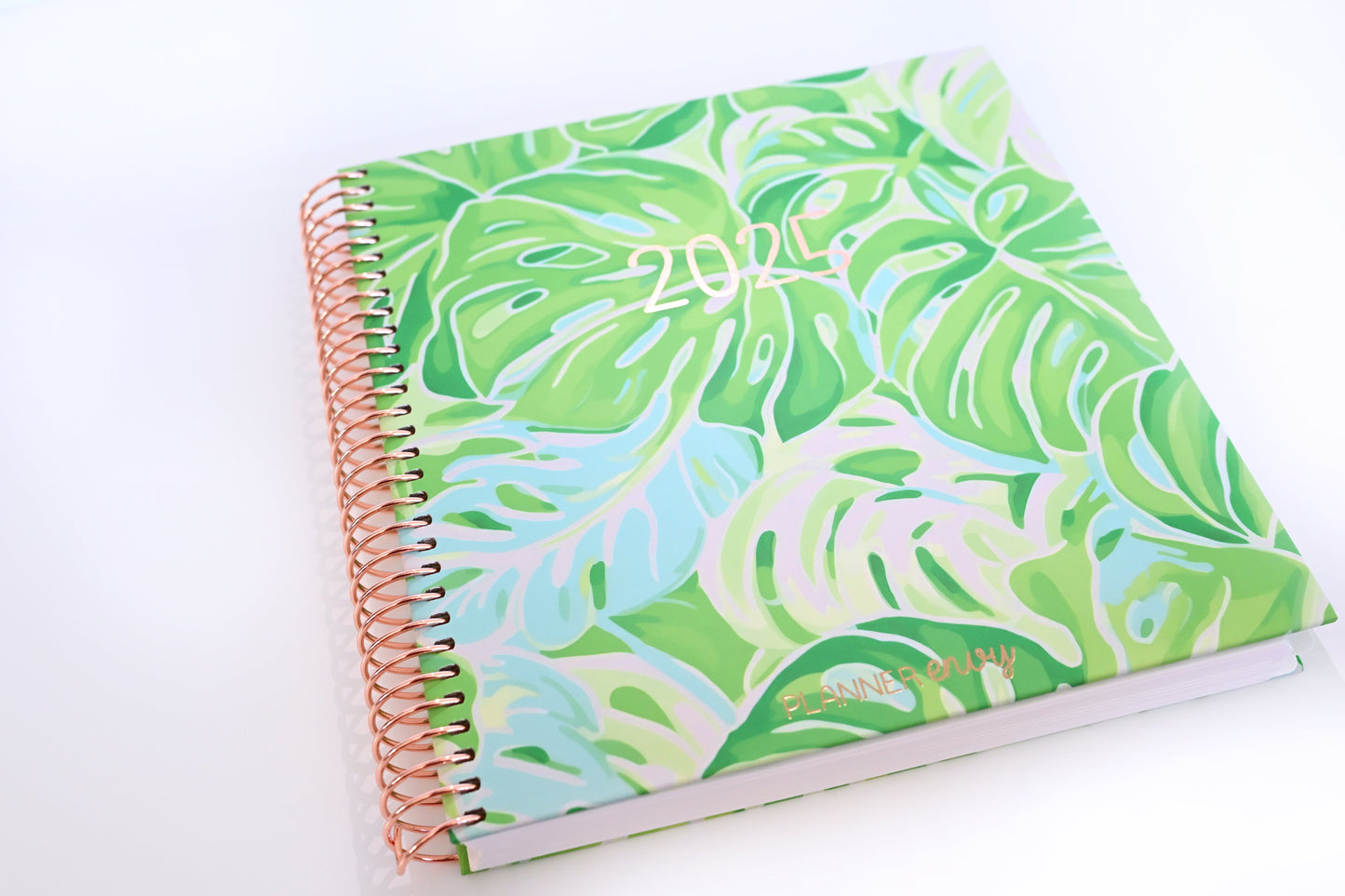 2025 Planner - Horizontal Layout, Spiral Bound - "Tropical Greens" (#111)