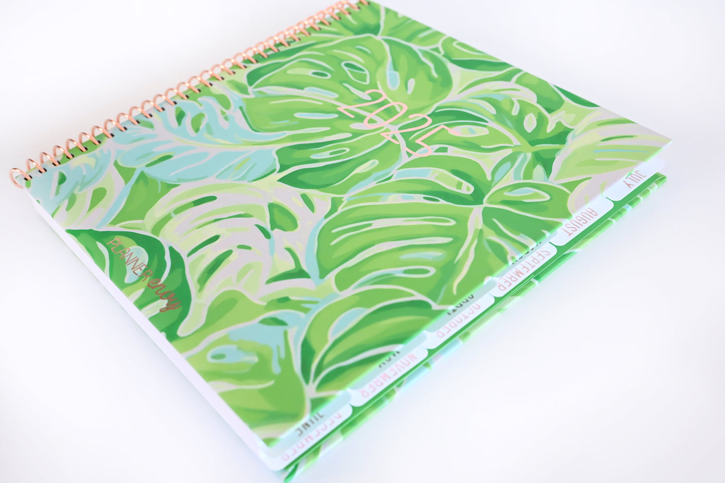 2025 Planner - Horizontal Layout, Spiral Bound - "Tropical Greens" (#111)
