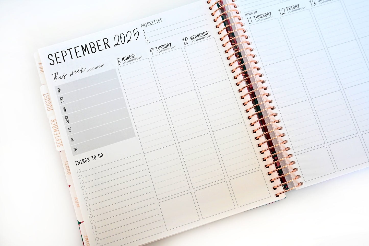 2025 Planner - Vertical Layout, Spiral Bound - "Golden Leaves" (#307)