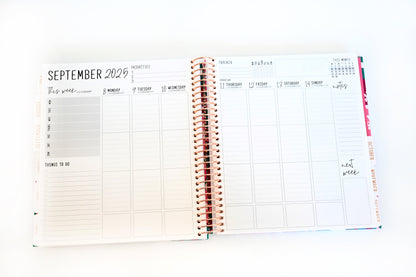 2025 Planner - Vertical Layout, Spiral Bound - "Golden Leaves" (#307)