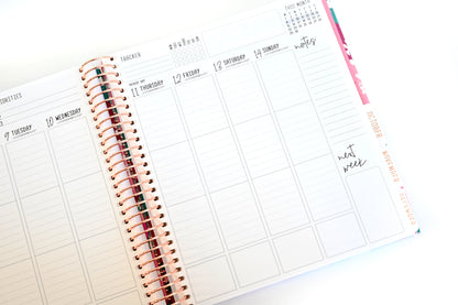 2025 Planner - Vertical Layout, Spiral Bound - "Rainbow Glitz" (#301)