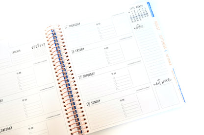 2025 Planner - Horizontal Layout, Spiral Bound - "Golden Leaves" (#107)