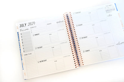 2025 Planner - Horizontal Layout, Spiral Bound - "Butterfly Doodles" (#109)