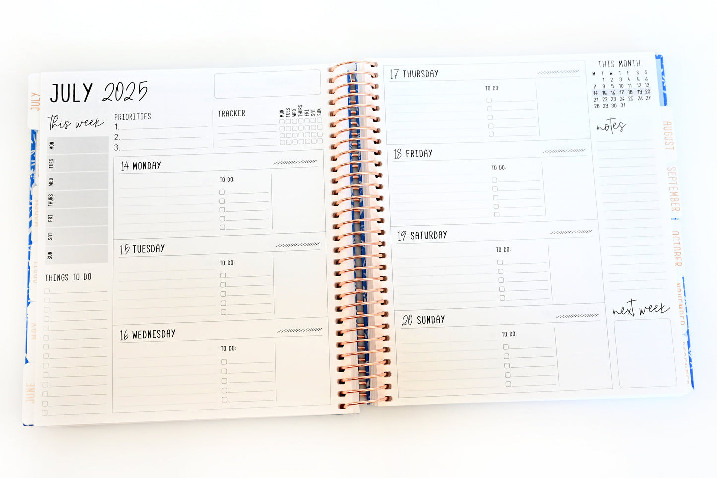 2025 Planner - Horizontal Layout, Spiral Bound - "Tropical Greens" (#111)