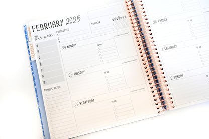 2025 Planner - Horizontal Layout, Spiral Bound - "Golden Leaves" (#107)