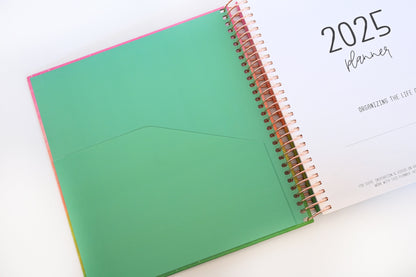 2025 Planner - Vertical Layout, Spiral Bound - "Rainbow Glitz" (#301)