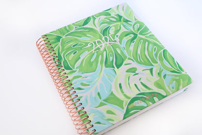 2025 Planner - Horizontal Layout, Spiral Bound - "Tropical Greens" (#111)