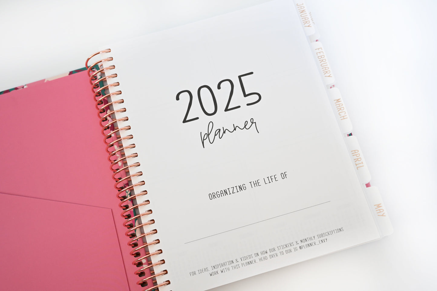 2025 Planner - Vertical Layout, Spiral Bound - "Teal & Pink Floral" (#305)