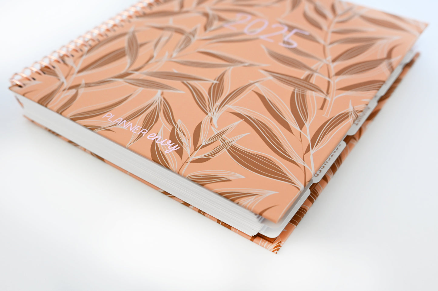 2025 Planner - Mini Horizontal Layout, Spiral Bound - "Golden Leaves" (#407)