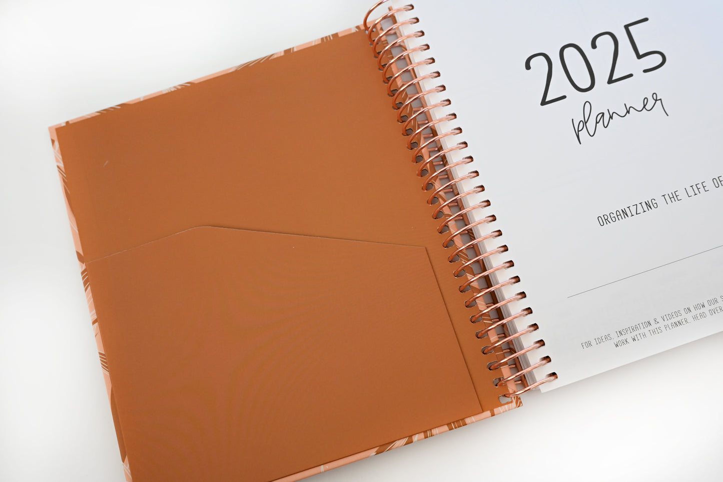 2025 Planner - Mini Horizontal Layout, Spiral Bound - "Golden Leaves" (#407)