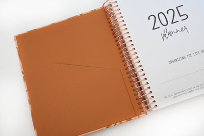 2025 Planner - Vertical Layout, Spiral Bound - "Golden Leaves" (#307)